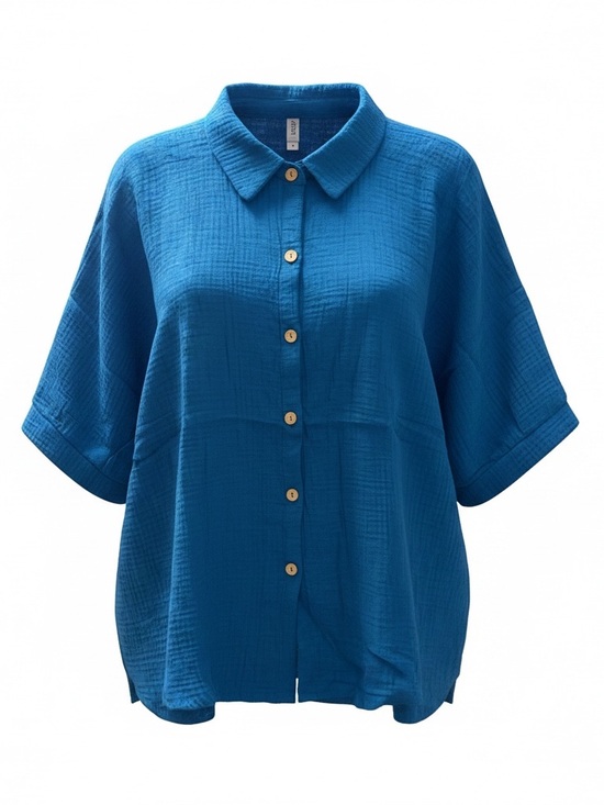 Zenana Outfitters Tops - ZENANA Textured Gauze Button Front Oversized Top Size S/M NEW WITHOUT TAGS